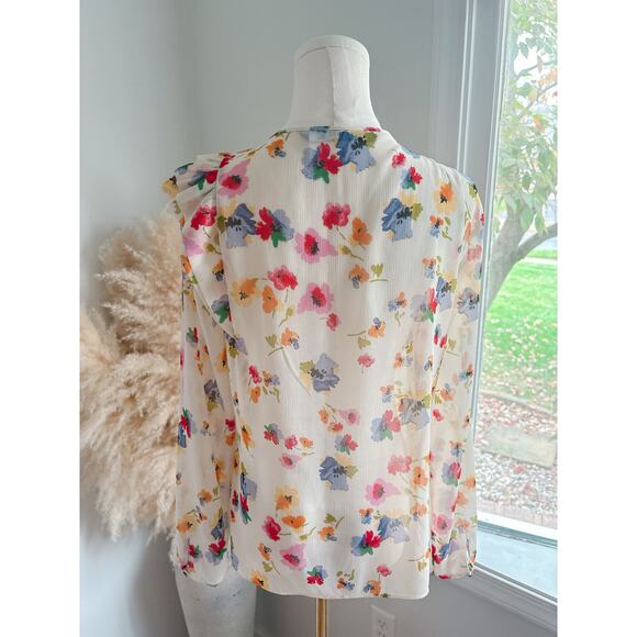 Zara Sheer Floral Ruffle Long Sleeve Blouse Women’s Medium Romantic Garden Party - Picture 6 of 9